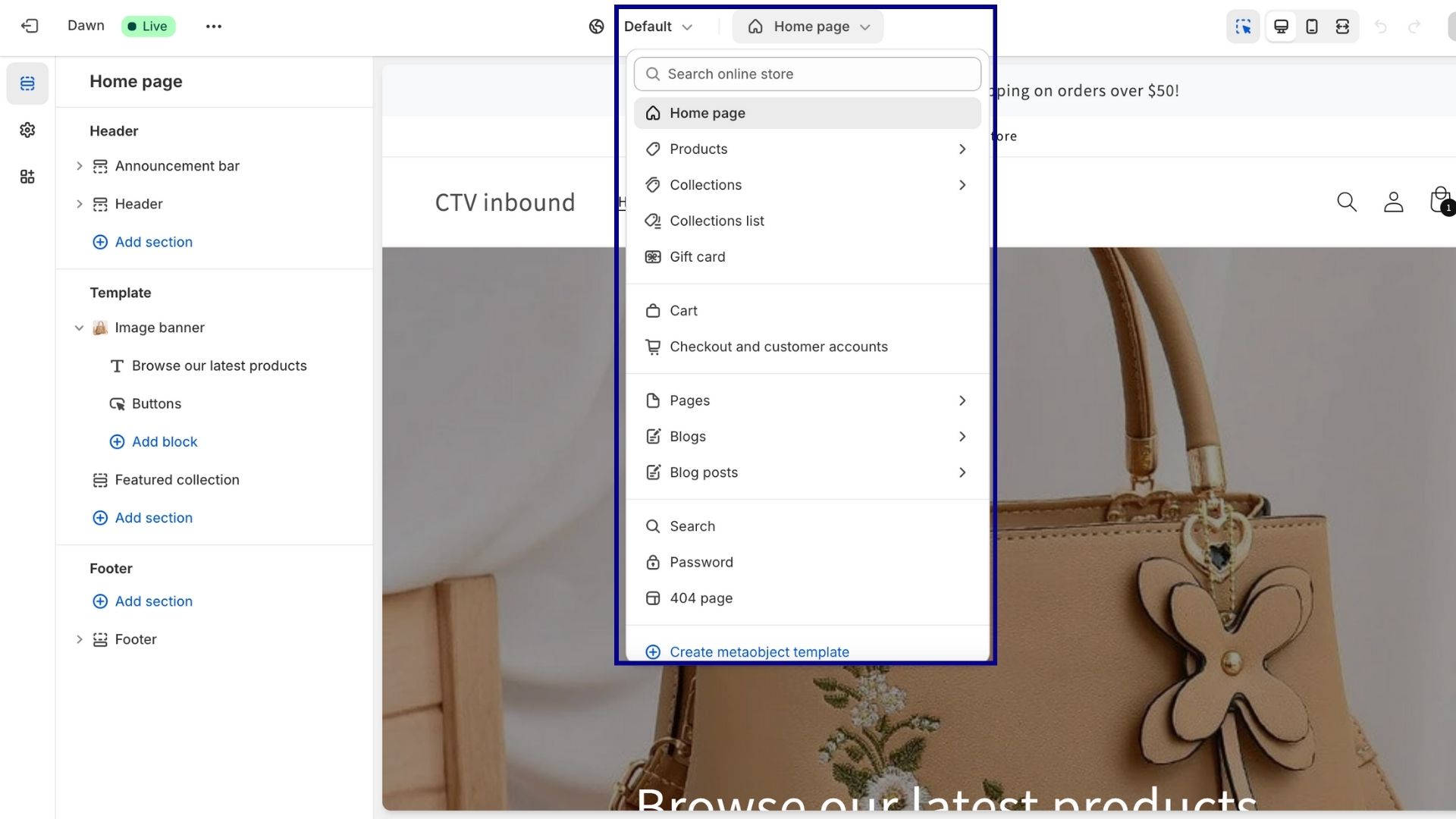 Choose the page to display the video on the top bar